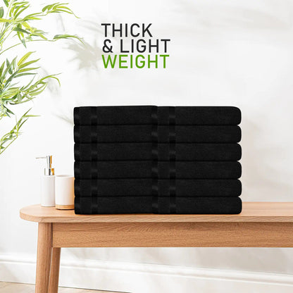 Belmont Viscose Stripe Black Towels 100% Cotton Hotel Quality Super Absorbent 10 Piece Bale Set, 4 Hand Towel & 12 Face Cloths by OLIVIA ROCCO OLIVIA ROCCO Towels