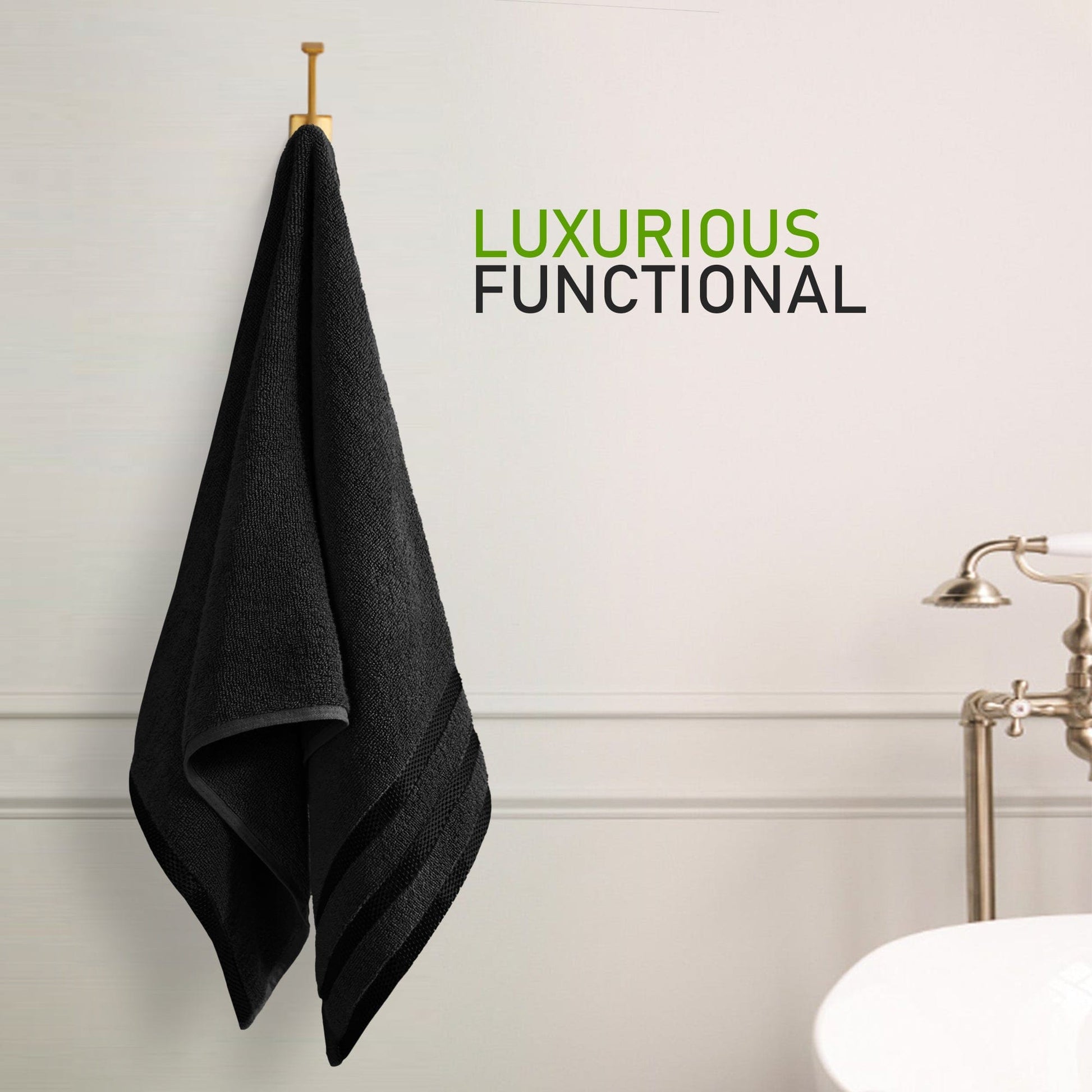 Belmont Viscose Stripe Black Towels 100% Cotton Hotel Quality Super Absorbent 10 Piece Bale Set, 4 Hand Towel & 12 Face Cloths by OLIVIA ROCCO OLIVIA ROCCO Towels