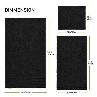 Belmont Viscose Stripe Black Towels 100% Cotton Hotel Quality Super Absorbent 10 Piece Bale Set, 4 Hand Towel & 12 Face Cloths by OLIVIA ROCCO OLIVIA ROCCO Towels