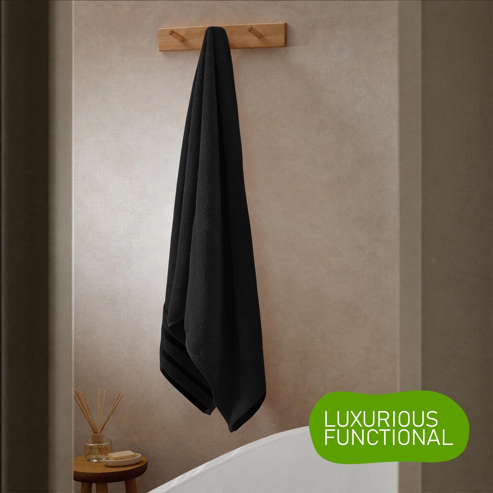 Belmont Viscose Stripe Black Towels 100% Cotton Hotel Quality Super Absorbent 10 Piece Bale Set, 4 Hand Towel & 12 Face Cloths by OLIVIA ROCCO OLIVIA ROCCO Towels