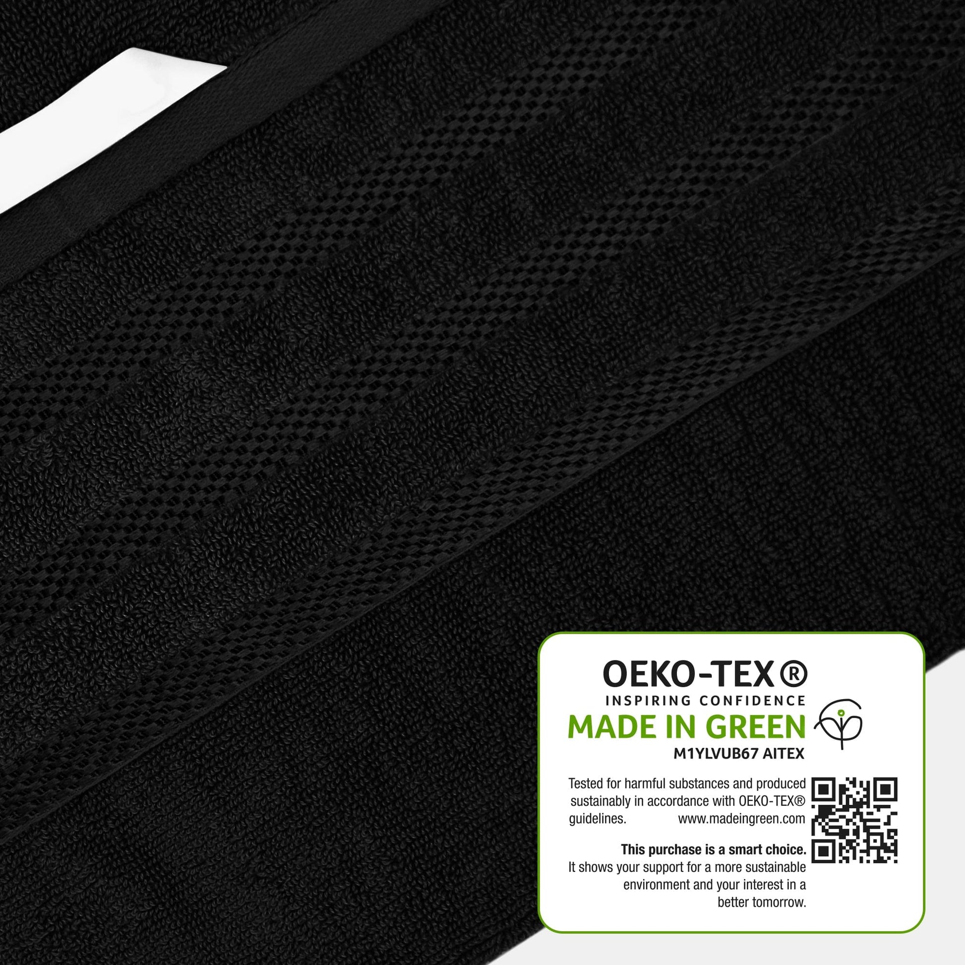 Belmont Viscose Stripe Black Towels 100% Cotton Hotel Quality Super Absorbent 10 Piece Bale Set, 4 Hand Towel & 12 Face Cloths by OLIVIA ROCCO OLIVIA ROCCO Towels