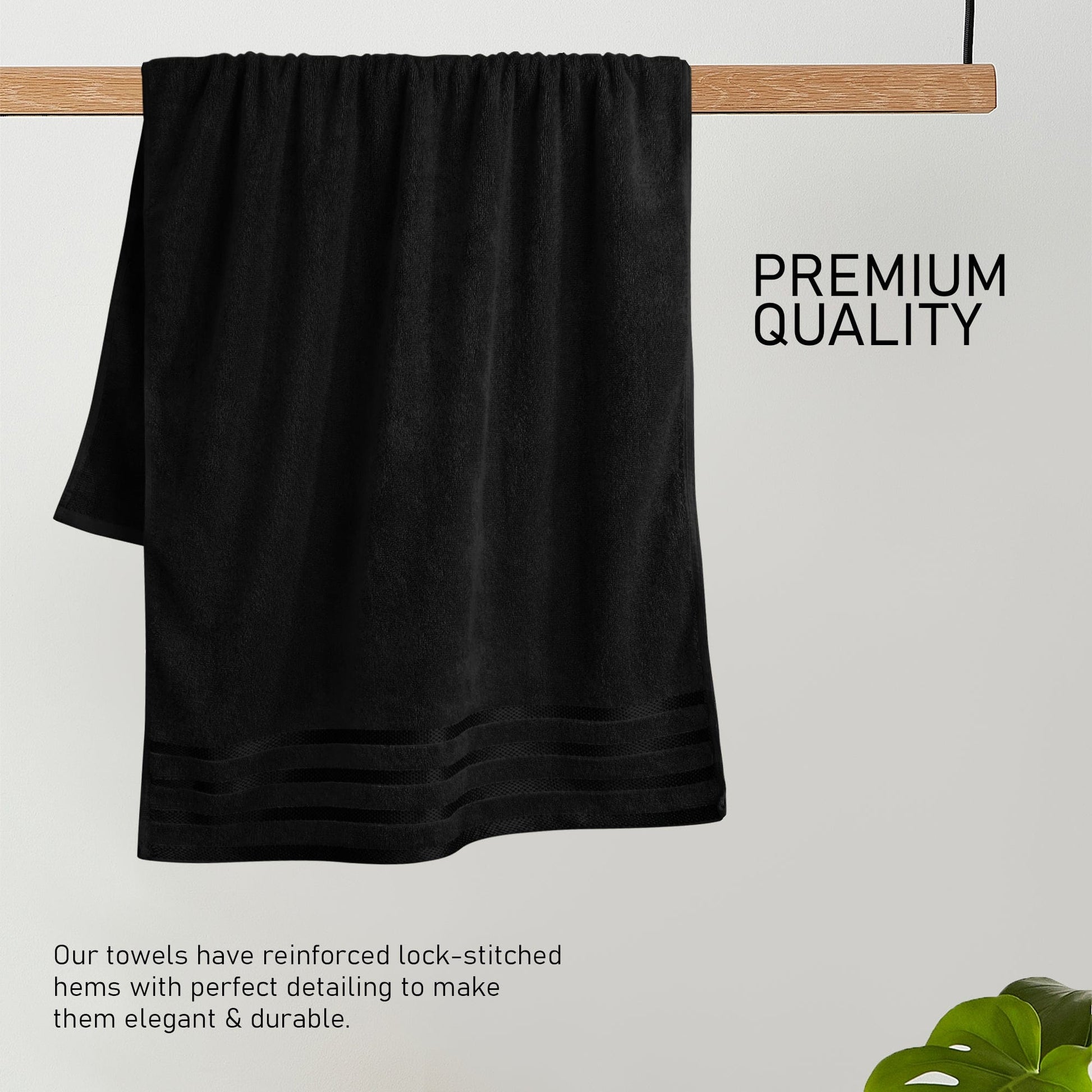 Belmont Viscose Stripe Black Towels 100% Cotton Hotel Quality Super Absorbent 10 Piece Bale Set, 4 Hand Towel & 12 Face Cloths by OLIVIA ROCCO OLIVIA ROCCO Towels