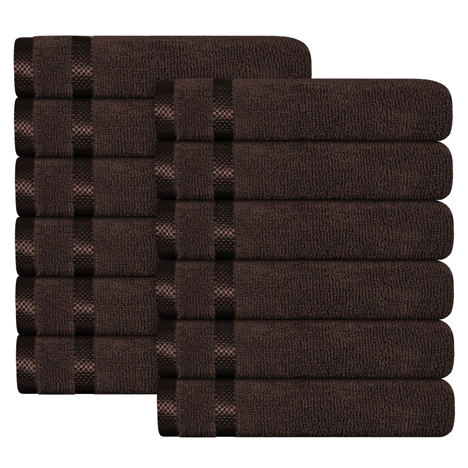 Belmont Viscose Stripe Brown Towels 100% Cotton Hotel Quality Super Absorbent 10 Piece Bale Set, 4 Hand Towel & 12 Face Cloths by OLIVIA ROCCO 12 PK FACE CLOTHS / BROWN OLIVIA ROCCO Towels