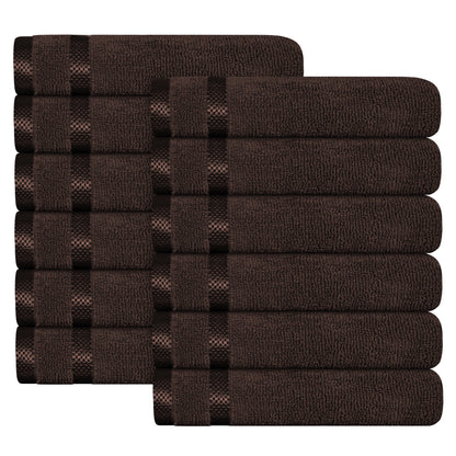 Belmont Viscose Stripe Brown Towels 100% Cotton Hotel Quality Super Absorbent 10 Piece Bale Set, 4 Hand Towel & 12 Face Cloths by OLIVIA ROCCO 12 PK FACE CLOTHS / BROWN OLIVIA ROCCO Towels