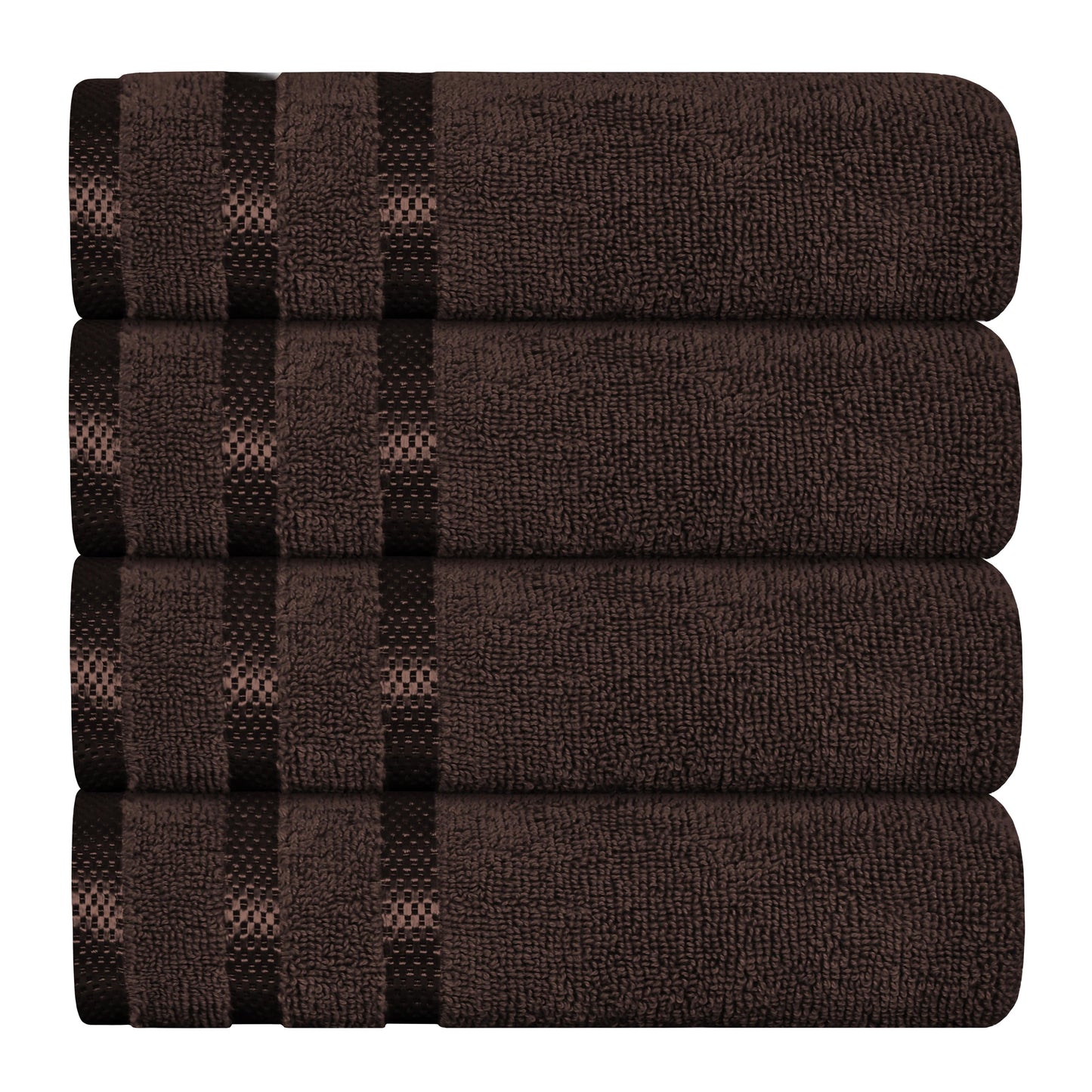 Belmont Viscose Stripe Brown Towels 100% Cotton Hotel Quality Super Absorbent 10 Piece Bale Set, 4 Hand Towel & 12 Face Cloths by OLIVIA ROCCO 4 PK HAND TOWEL / BROWN OLIVIA ROCCO Towels