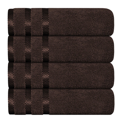 Belmont Viscose Stripe Brown Towels 100% Cotton Hotel Quality Super Absorbent 10 Piece Bale Set, 4 Hand Towel & 12 Face Cloths by OLIVIA ROCCO 4 PK HAND TOWEL / BROWN OLIVIA ROCCO Towels