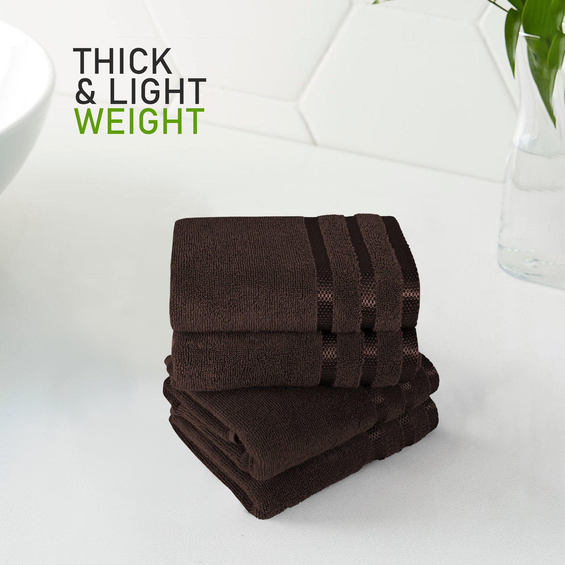 Belmont Viscose Stripe Brown Towels 100% Cotton Hotel Quality Super Absorbent 10 Piece Bale Set, 4 Hand Towel & 12 Face Cloths by OLIVIA ROCCO OLIVIA ROCCO Towels