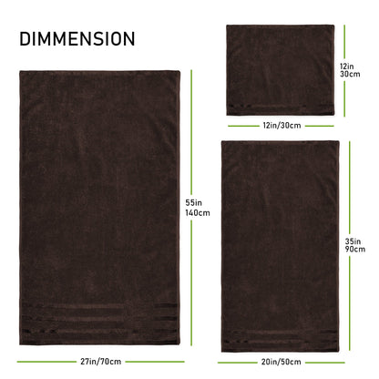 Belmont Viscose Stripe Brown Towels 100% Cotton Hotel Quality Super Absorbent 10 Piece Bale Set, 4 Hand Towel & 12 Face Cloths by OLIVIA ROCCO OLIVIA ROCCO Towels