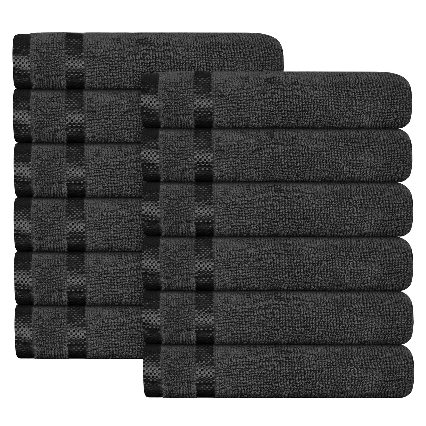 Belmont Viscose Stripe Grey Towels 100% Cotton Hotel Quality Super Absorbent 10 Piece Bale Set, 4 Hand Towel & 12 Face Cloths by OLIVIA ROCCO 12 PK FACE CLOTHS / GREY Towels