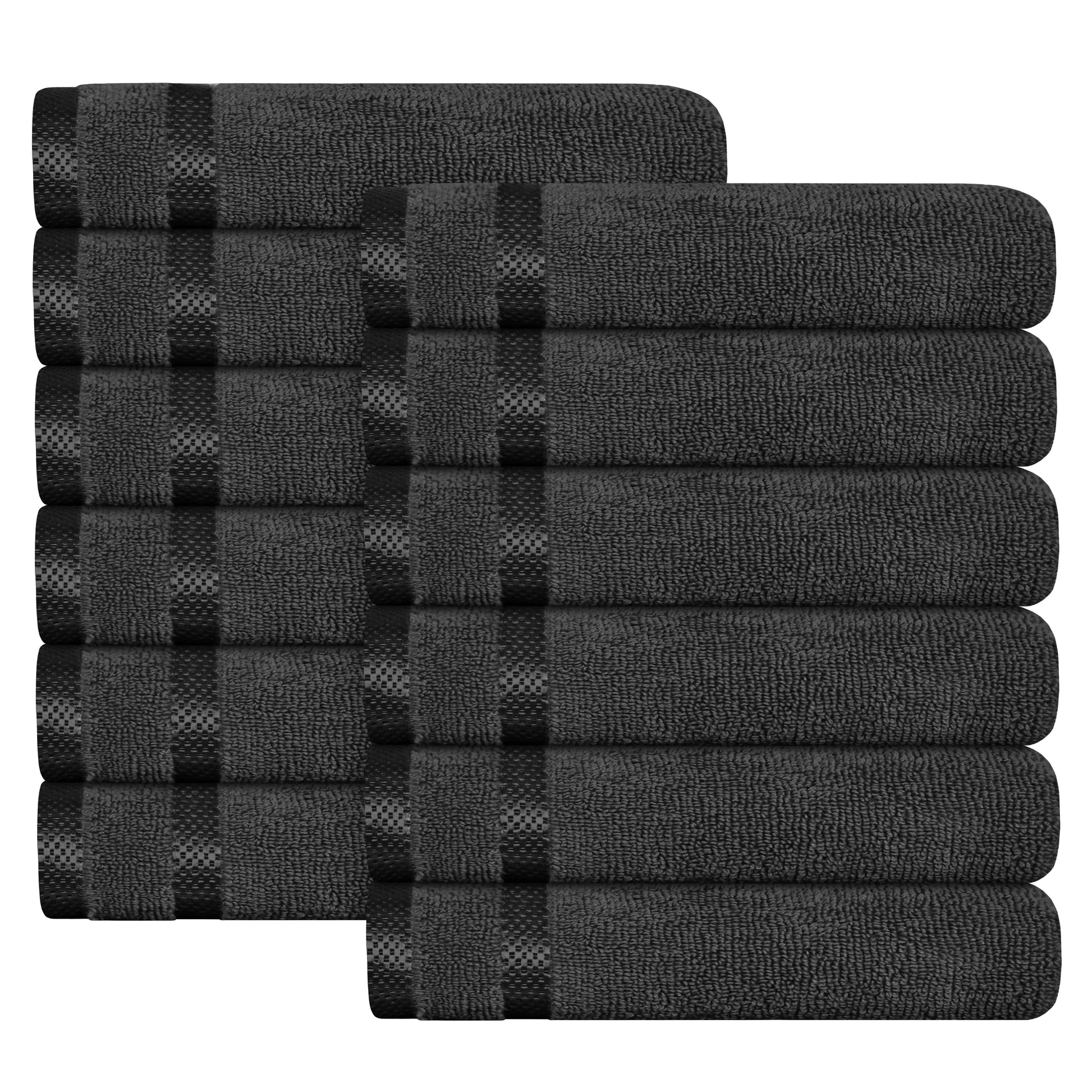 Belmont Viscose Stripe Grey Towels 100% Cotton Hotel Quality Super Absorbent 10 Piece Bale Set, 4 Hand Towel & 12 Face Cloths by OLIVIA ROCCO 12 PK FACE CLOTHS / GREY Towels
