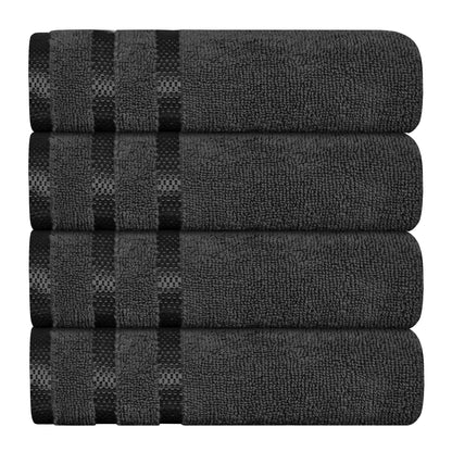 Belmont Viscose Stripe Grey Towels 100% Cotton Hotel Quality Super Absorbent 10 Piece Bale Set, 4 Hand Towel & 12 Face Cloths by OLIVIA ROCCO 4 PK HAND TOWEL / GREY Towels