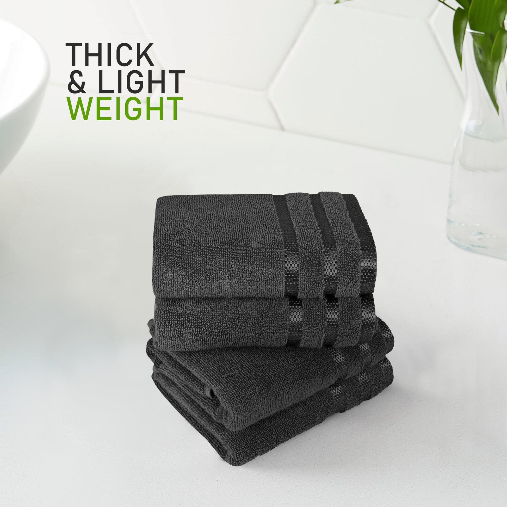 Belmont Viscose Stripe Grey Towels 100% Cotton Hotel Quality Super Absorbent 10 Piece Bale Set, 4 Hand Towel & 12 Face Cloths by OLIVIA ROCCO Towels