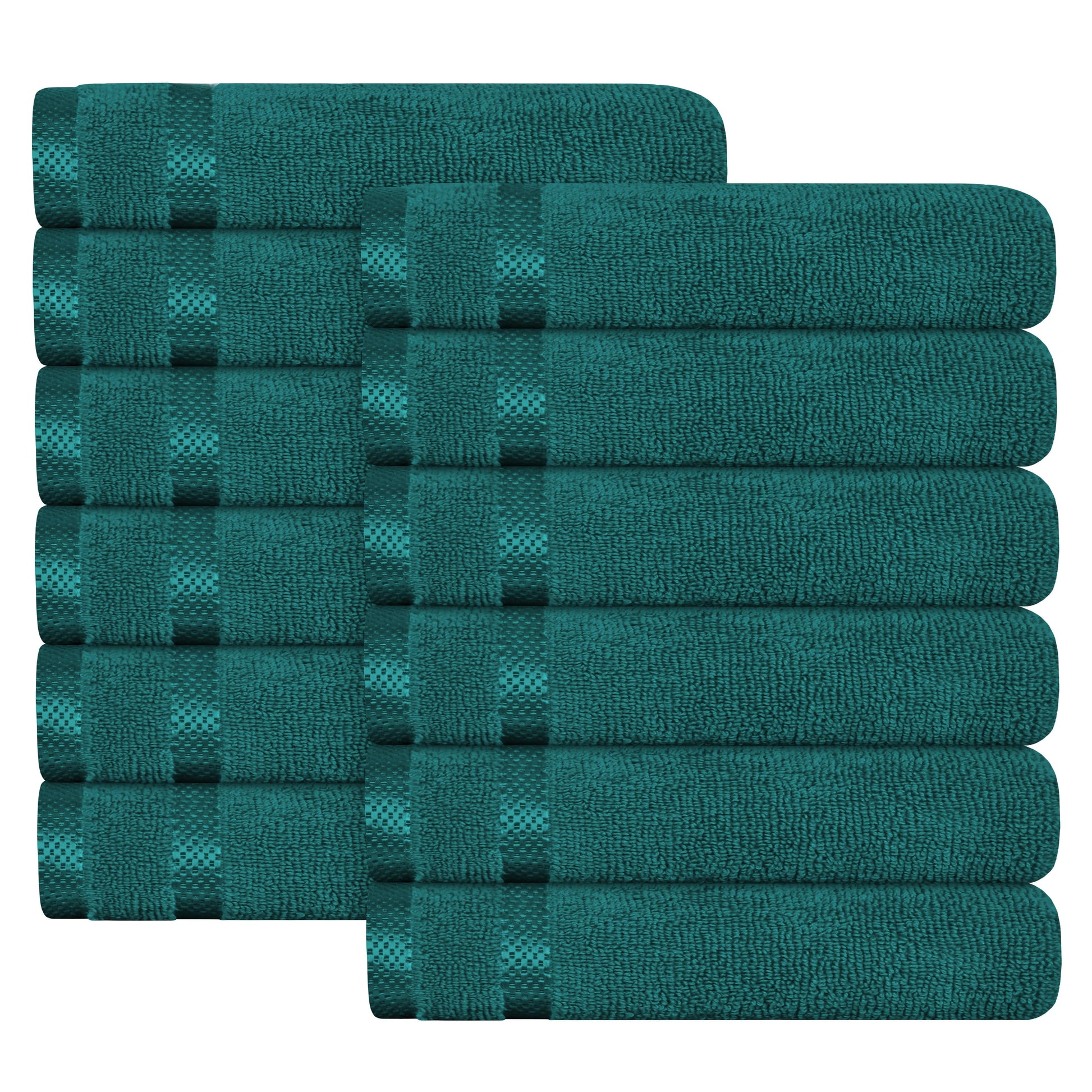 Belmont Viscose Stripe Jade Green Towels 100% Cotton Hotel Quality Super Absorbent 10 Piece Bale Set, 4 Hand Towel & 12 Face Cloths by OLIVIA ROCCO 12 PK FACE CLOTHS / JADE GREEN OLIVIA ROCCO Towels