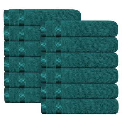 Belmont Viscose Stripe Jade Green Towels 100% Cotton Hotel Quality Super Absorbent 10 Piece Bale Set, 4 Hand Towel & 12 Face Cloths by OLIVIA ROCCO 12 PK FACE CLOTHS / JADE GREEN OLIVIA ROCCO Towels