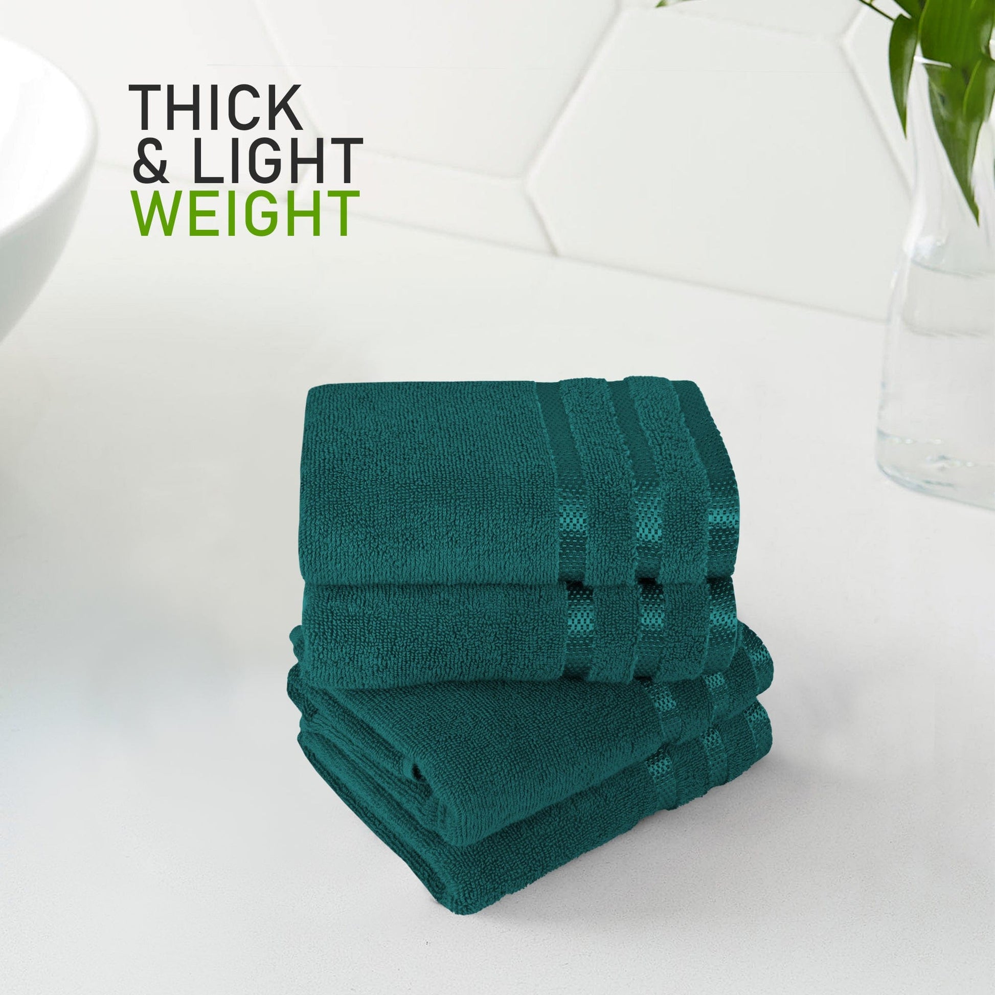 Belmont Viscose Stripe Jade Green Towels 100% Cotton Hotel Quality Super Absorbent 10 Piece Bale Set, 4 Hand Towel & 12 Face Cloths by OLIVIA ROCCO OLIVIA ROCCO Towels