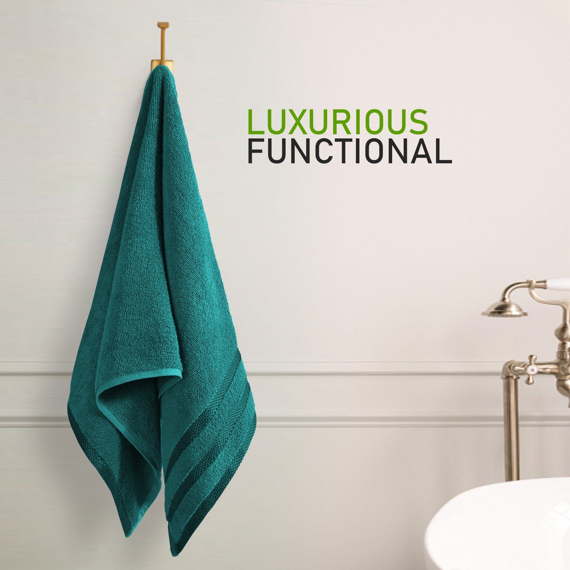 Belmont Viscose Stripe Jade Green Towels 100% Cotton Hotel Quality Super Absorbent 10 Piece Bale Set, 4 Hand Towel & 12 Face Cloths by OLIVIA ROCCO OLIVIA ROCCO Towels