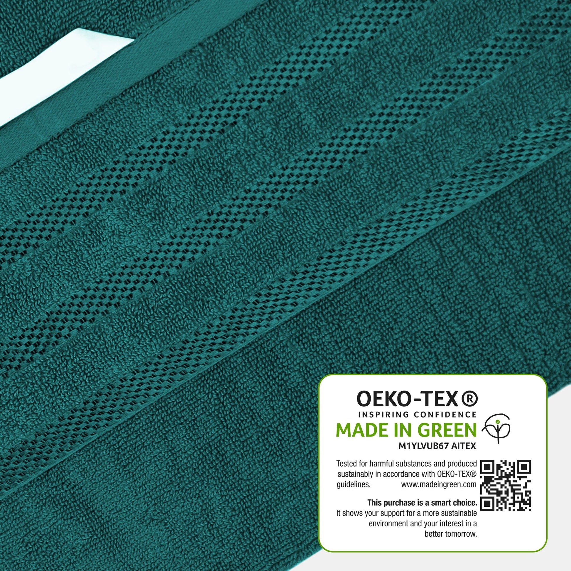 Belmont Viscose Stripe Jade Green Towels 100% Cotton Hotel Quality Super Absorbent 10 Piece Bale Set, 4 Hand Towel & 12 Face Cloths by OLIVIA ROCCO OLIVIA ROCCO Towels