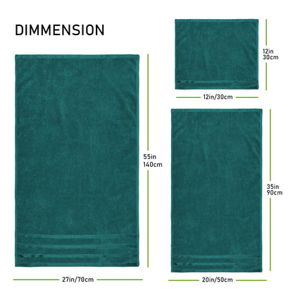 Belmont Viscose Stripe Jade Green Towels 100% Cotton Hotel Quality Super Absorbent 10 Piece Bale Set, 4 Hand Towel & 12 Face Cloths by OLIVIA ROCCO OLIVIA ROCCO Towels