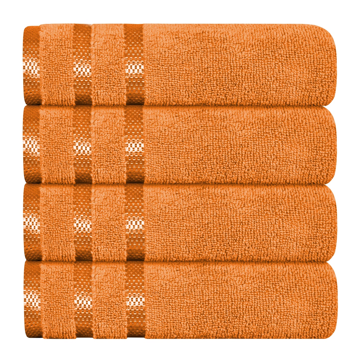 Belmont Viscose Stripe Orange Towels 100% Cotton Hotel Quality Super Absorbent 10 Piece Bale Set, 4 Hand Towel & 12 Face Cloths by OLIVIA ROCCO 4 PK HAND TOWEL / ORANGE OLIVIA ROCCO Towels