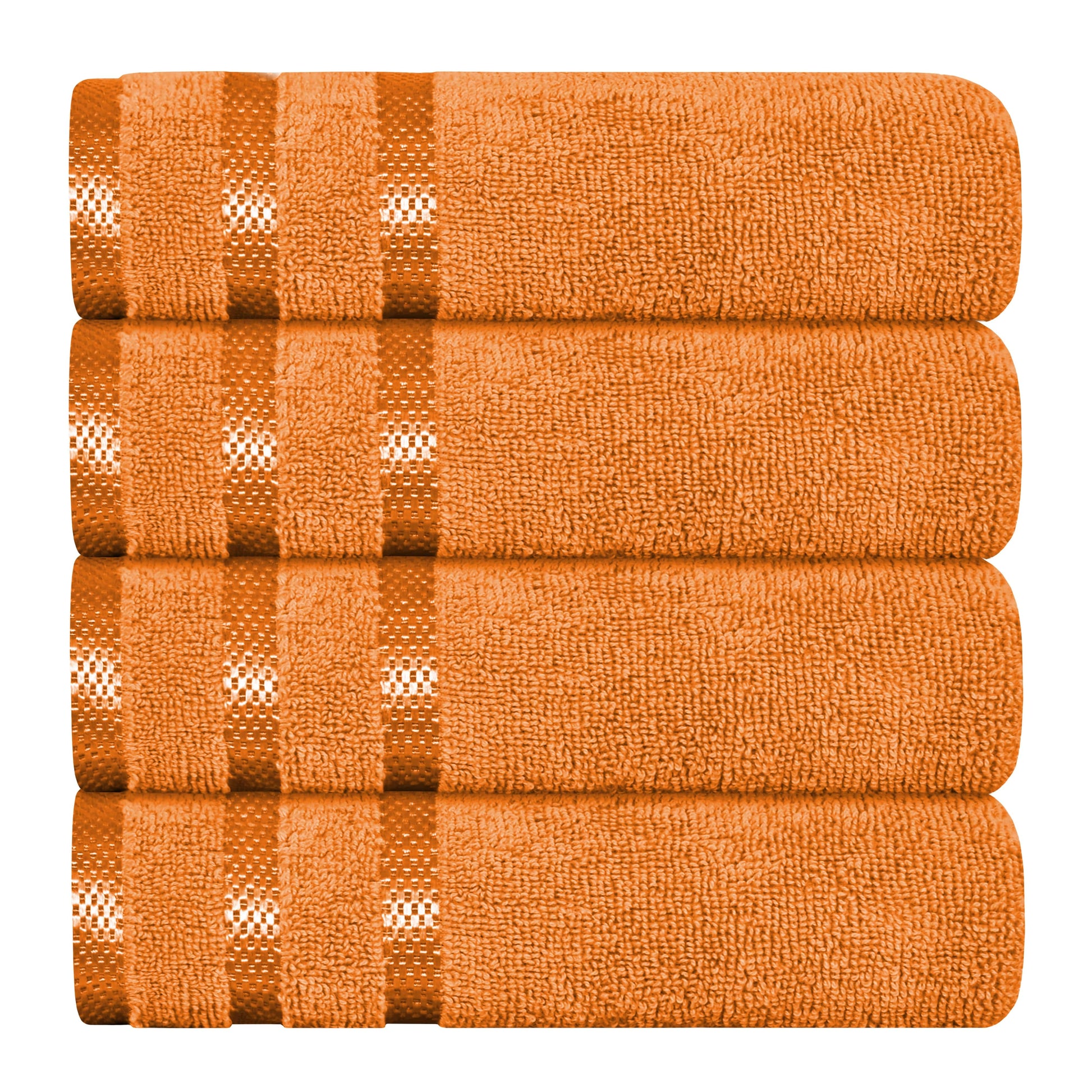 Belmont Viscose Stripe Orange Towels 100% Cotton Hotel Quality Super Absorbent 10 Piece Bale Set, 4 Hand Towel & 12 Face Cloths by OLIVIA ROCCO 4 PK HAND TOWEL / ORANGE OLIVIA ROCCO Towels