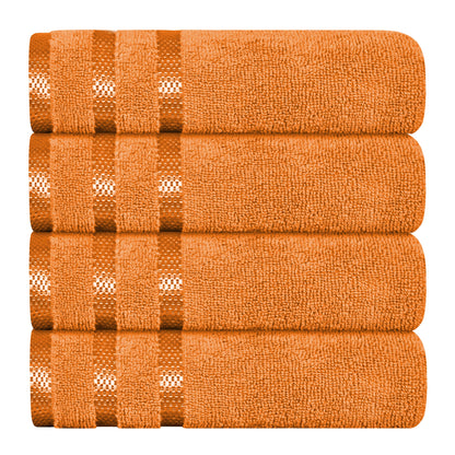 Belmont Viscose Stripe Orange Towels 100% Cotton Hotel Quality Super Absorbent 10 Piece Bale Set, 4 Hand Towel & 12 Face Cloths by OLIVIA ROCCO 4 PK HAND TOWEL / ORANGE OLIVIA ROCCO Towels