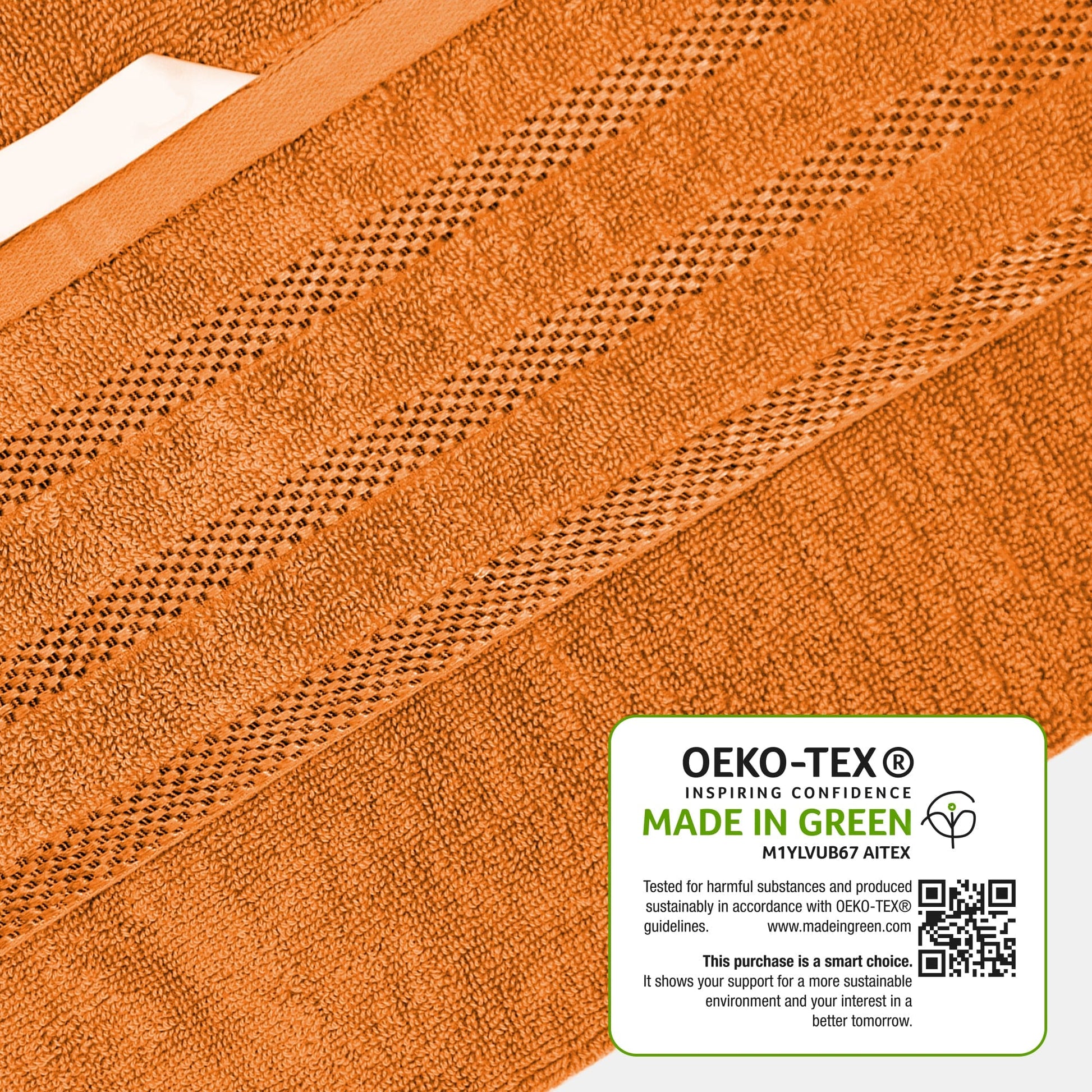 Belmont Viscose Stripe Orange Towels 100% Cotton Hotel Quality Super Absorbent 10 Piece Bale Set, 4 Hand Towel & 12 Face Cloths by OLIVIA ROCCO OLIVIA ROCCO Towels