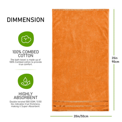 Belmont Viscose Stripe Orange Towels 100% Cotton Hotel Quality Super Absorbent 10 Piece Bale Set, 4 Hand Towel & 12 Face Cloths by OLIVIA ROCCO OLIVIA ROCCO Towels