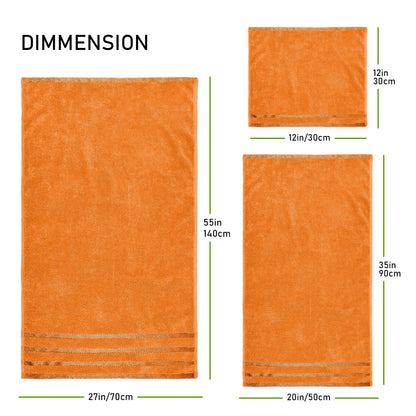 Belmont Viscose Stripe Orange Towels 100% Cotton Hotel Quality Super Absorbent 10 Piece Bale Set, 4 Hand Towel & 12 Face Cloths by OLIVIA ROCCO OLIVIA ROCCO Towels