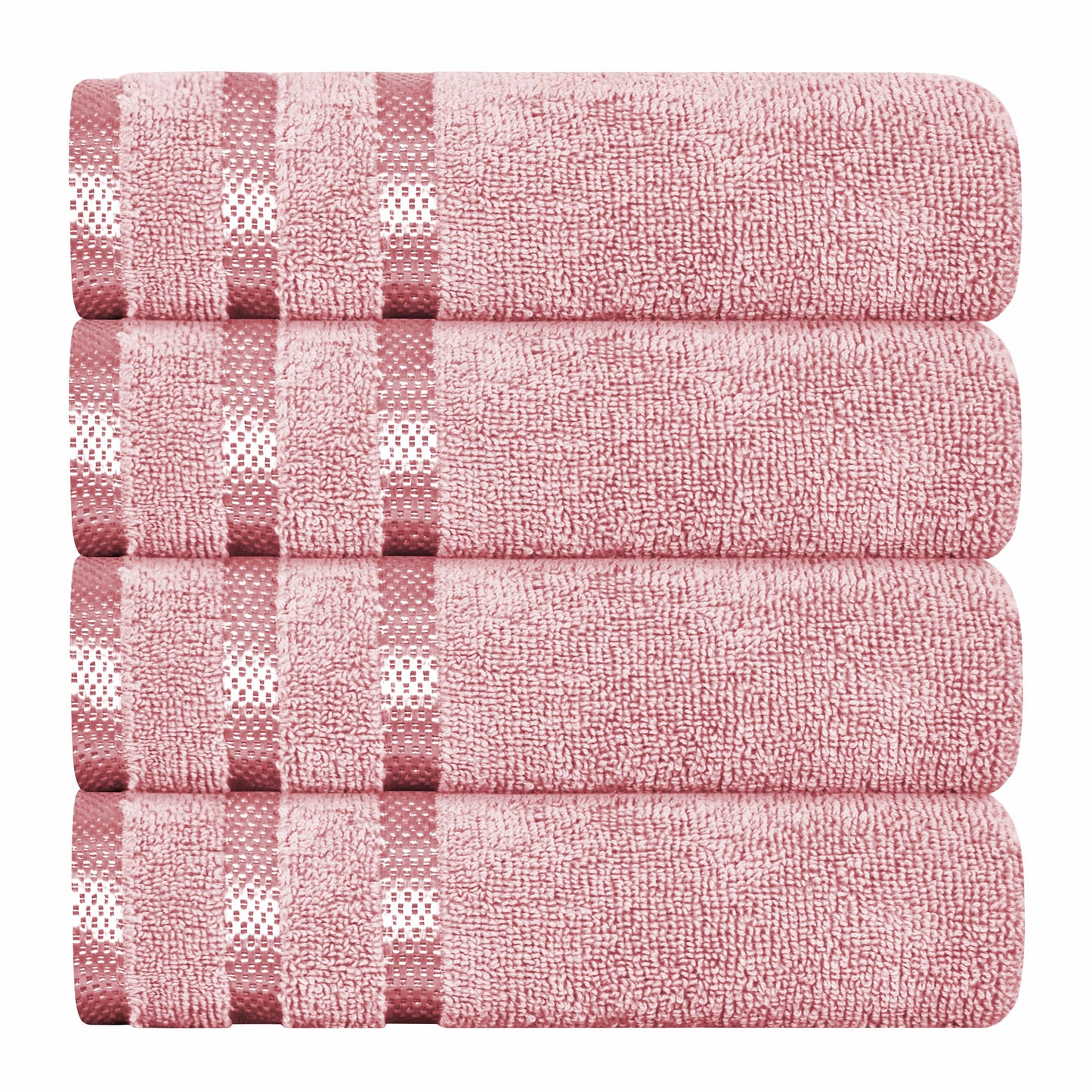 Belmont Viscose Stripe Pink Towels 100% Cotton Hotel Quality Super Absorbent 10 Piece Bale Set, 4 Hand Towel & 12 Face Cloths by OLIVIA ROCCO 4 PK HAND TOWEL / PINK OLIVIA ROCCO Towels