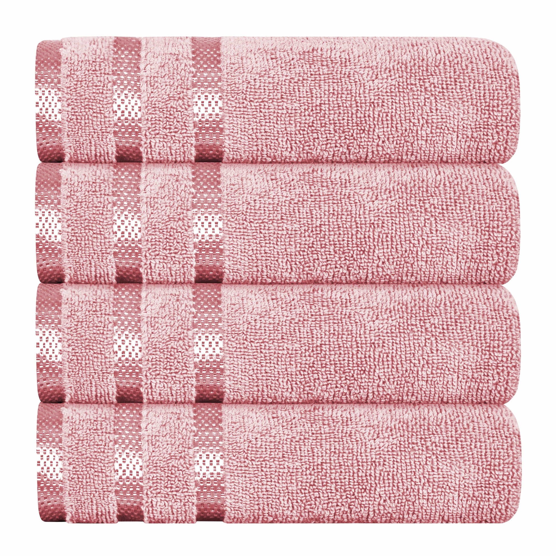 Belmont Viscose Stripe Pink Towels 100% Cotton Hotel Quality Super Absorbent 10 Piece Bale Set, 4 Hand Towel & 12 Face Cloths by OLIVIA ROCCO 4 PK HAND TOWEL / PINK OLIVIA ROCCO Towels