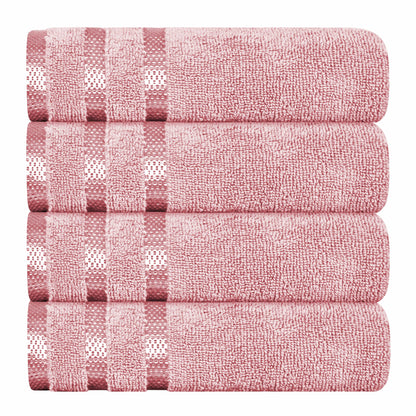 Belmont Viscose Stripe Pink Towels 100% Cotton Hotel Quality Super Absorbent 10 Piece Bale Set, 4 Hand Towel & 12 Face Cloths by OLIVIA ROCCO 4 PK HAND TOWEL / PINK OLIVIA ROCCO Towels