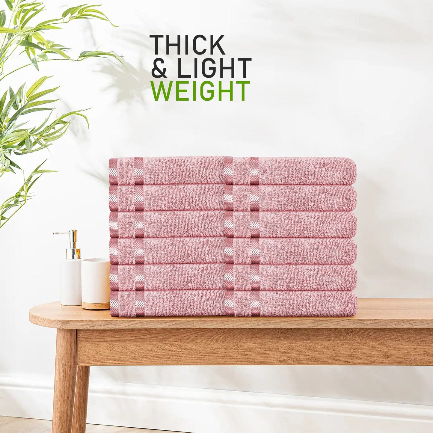 Belmont Viscose Stripe Pink Towels 100% Cotton Hotel Quality Super Absorbent 10 Piece Bale Set, 4 Hand Towel & 12 Face Cloths by OLIVIA ROCCO OLIVIA ROCCO Towels