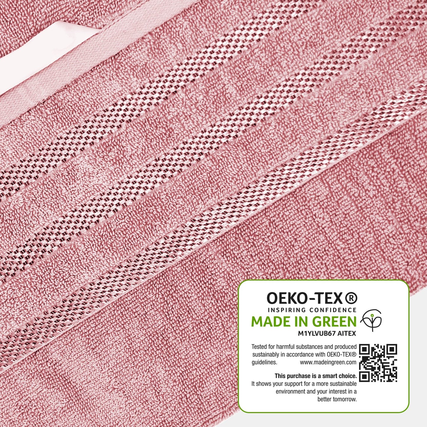 Belmont Viscose Stripe Pink Towels 100% Cotton Hotel Quality Super Absorbent 10 Piece Bale Set, 4 Hand Towel & 12 Face Cloths by OLIVIA ROCCO OLIVIA ROCCO Towels