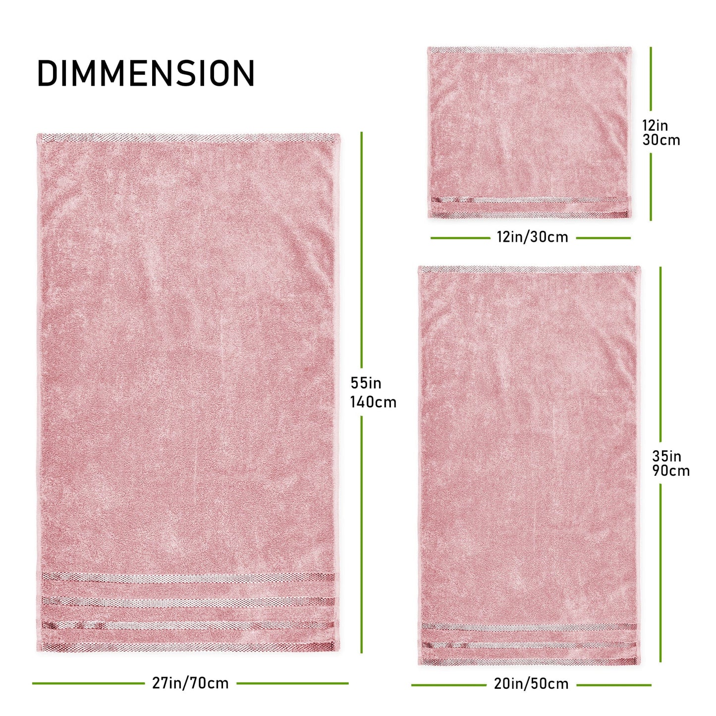 Belmont Viscose Stripe Pink Towels 100% Cotton Hotel Quality Super Absorbent 10 Piece Bale Set, 4 Hand Towel & 12 Face Cloths by OLIVIA ROCCO OLIVIA ROCCO Towels