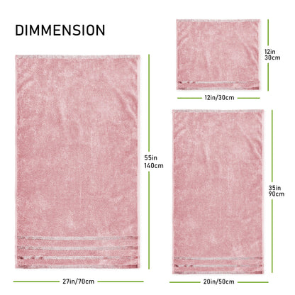 Belmont Viscose Stripe Pink Towels 100% Cotton Hotel Quality Super Absorbent 10 Piece Bale Set, 4 Hand Towel & 12 Face Cloths by OLIVIA ROCCO OLIVIA ROCCO Towels