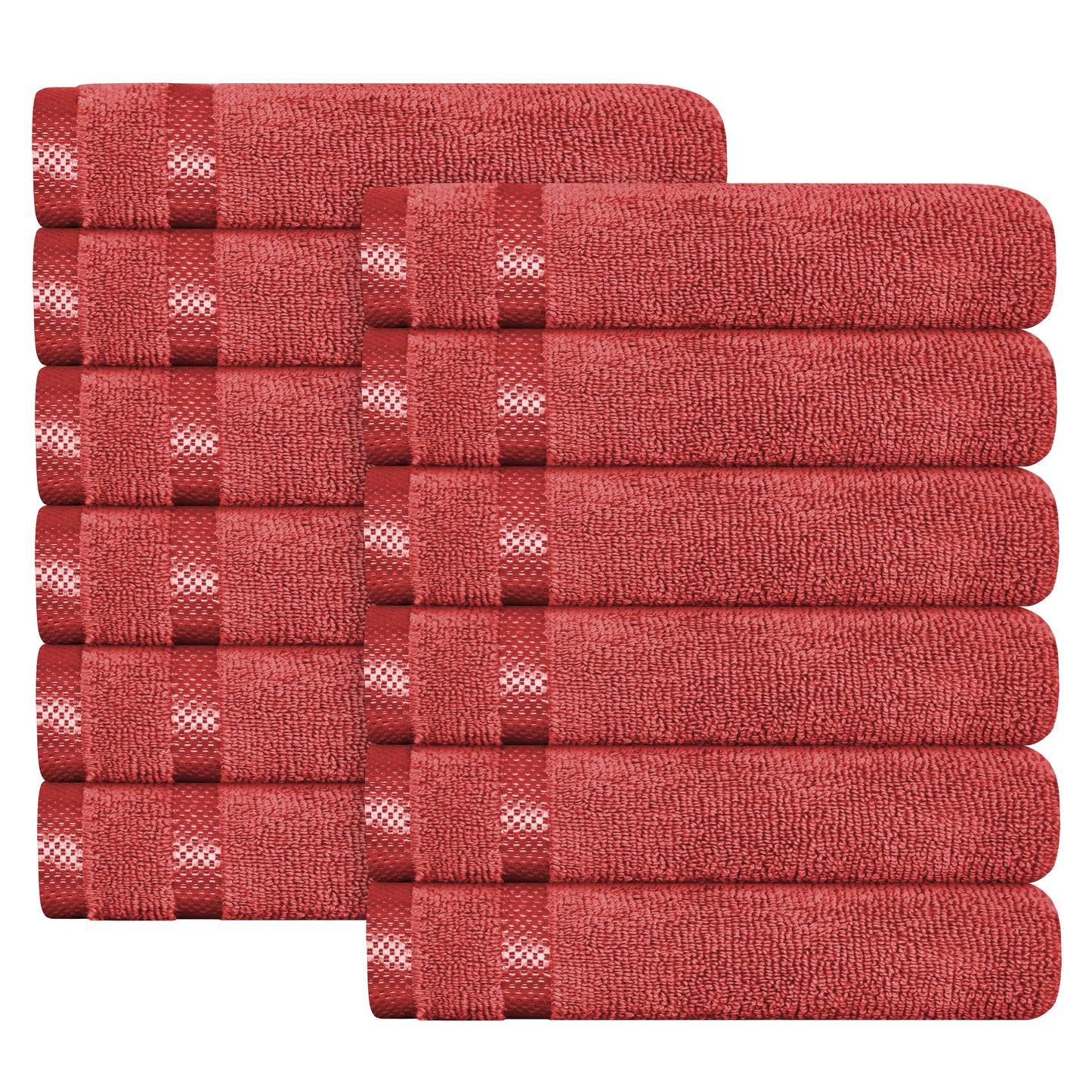 Belmont Viscose Stripe Red Towels 100% Cotton Hotel Quality Super Absorbent 10 Piece Bale Set, 4 Hand Towel & 12 Face Cloths by OLIVIA ROCCO 12 PK FACE CLOTHS / RED OLIVIA ROCCO Towels