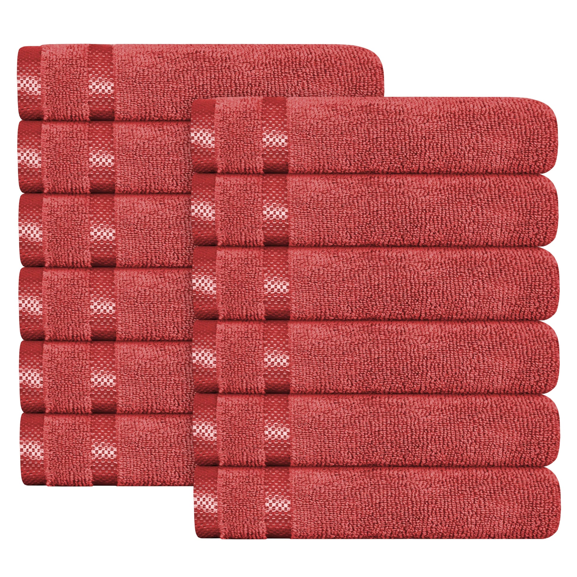 Belmont Viscose Stripe Red Towels 100% Cotton Hotel Quality Super Absorbent 10 Piece Bale Set, 4 Hand Towel & 12 Face Cloths by OLIVIA ROCCO 12 PK FACE CLOTHS / RED OLIVIA ROCCO Towels
