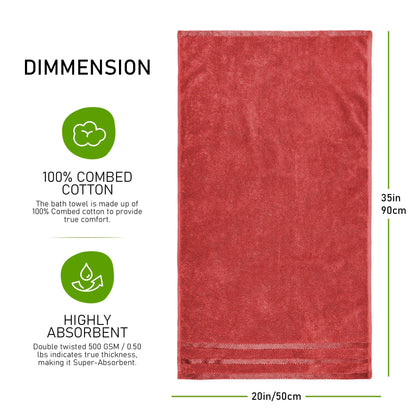 Belmont Viscose Stripe Red Towels 100% Cotton Hotel Quality Super Absorbent 10 Piece Bale Set, 4 Hand Towel & 12 Face Cloths by OLIVIA ROCCO OLIVIA ROCCO Towels