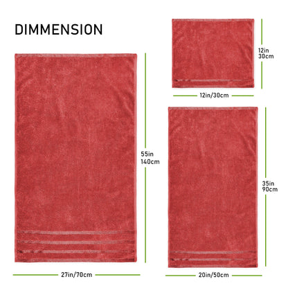 Belmont Viscose Stripe Red Towels 100% Cotton Hotel Quality Super Absorbent 10 Piece Bale Set, 4 Hand Towel & 12 Face Cloths by OLIVIA ROCCO OLIVIA ROCCO Towels