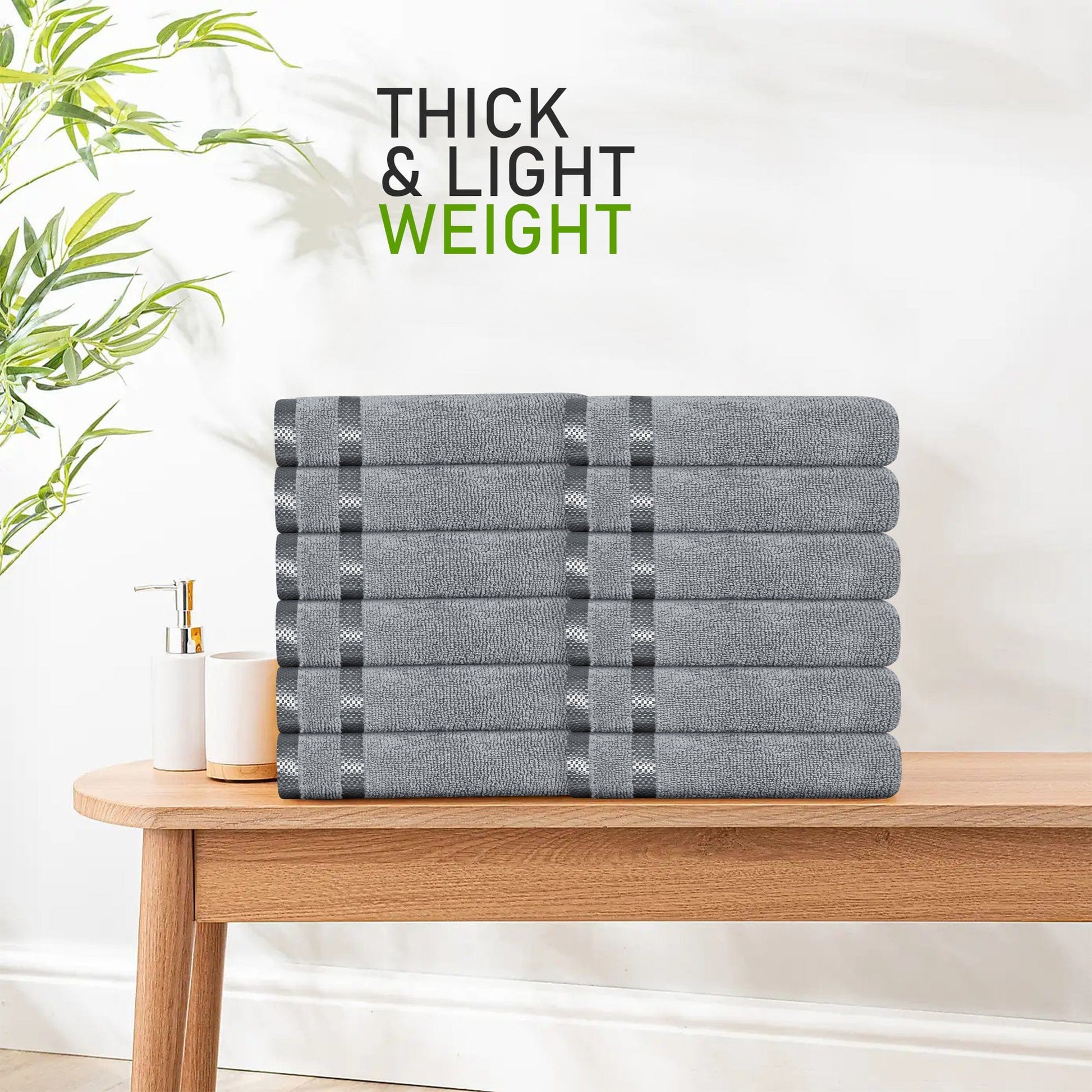 Belmont Viscose Stripe Silver Towels 100% Cotton Hotel Quality Super Absorbent 10 Piece Bale Set, 4 Hand Towel & 12 Face Cloths by OLIVIA ROCCO OLIVIA ROCCO Towels