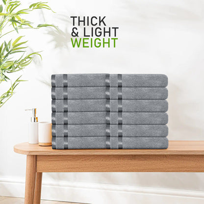 Belmont Viscose Stripe Silver Towels 100% Cotton Hotel Quality Super Absorbent 10 Piece Bale Set, 4 Hand Towel & 12 Face Cloths by OLIVIA ROCCO OLIVIA ROCCO Towels
