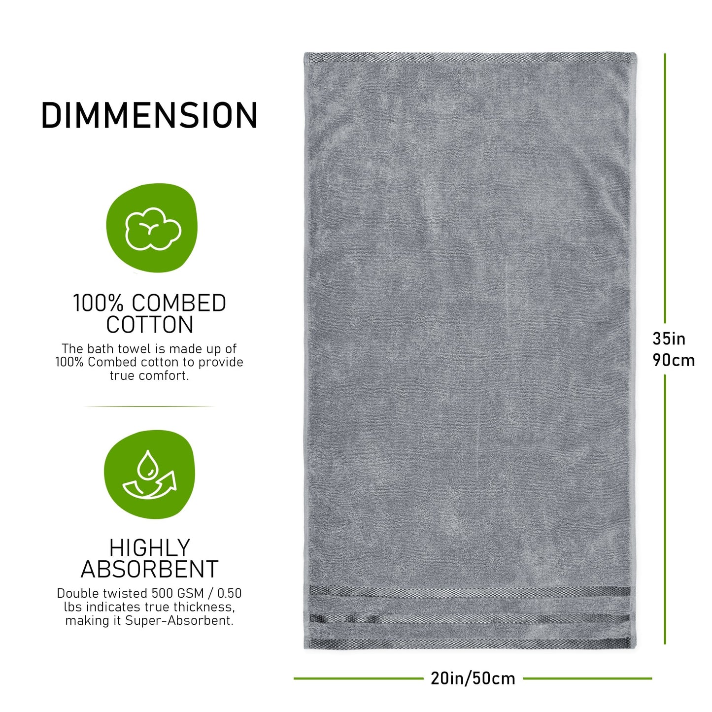 Belmont Viscose Stripe Silver Towels 100% Cotton Hotel Quality Super Absorbent 10 Piece Bale Set, 4 Hand Towel & 12 Face Cloths by OLIVIA ROCCO OLIVIA ROCCO Towels