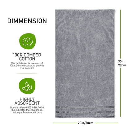 Belmont Viscose Stripe Silver Towels 100% Cotton Hotel Quality Super Absorbent 10 Piece Bale Set, 4 Hand Towel & 12 Face Cloths by OLIVIA ROCCO OLIVIA ROCCO Towels
