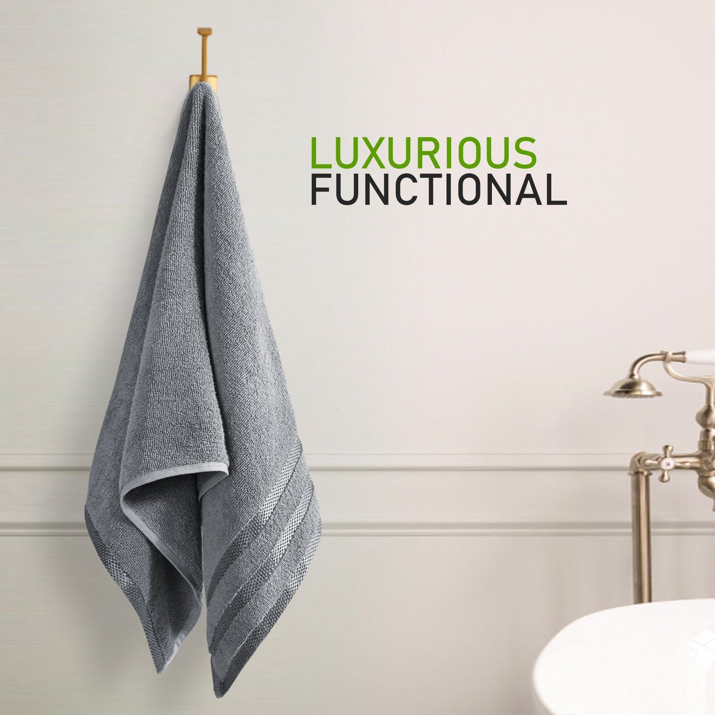 Belmont Viscose Stripe Silver Towels 100% Cotton Hotel Quality Super Absorbent 10 Piece Bale Set, 4 Hand Towel & 12 Face Cloths by OLIVIA ROCCO OLIVIA ROCCO Towels