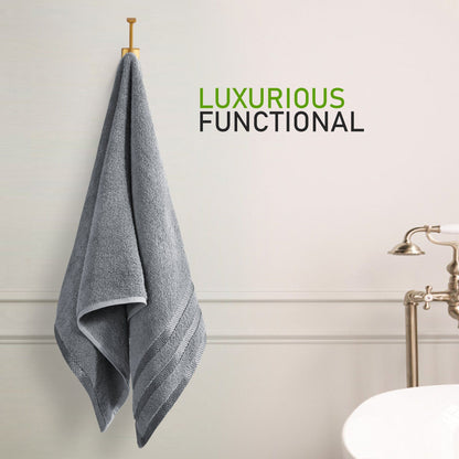 Belmont Viscose Stripe Silver Towels 100% Cotton Hotel Quality Super Absorbent 10 Piece Bale Set, 4 Hand Towel & 12 Face Cloths by OLIVIA ROCCO OLIVIA ROCCO Towels