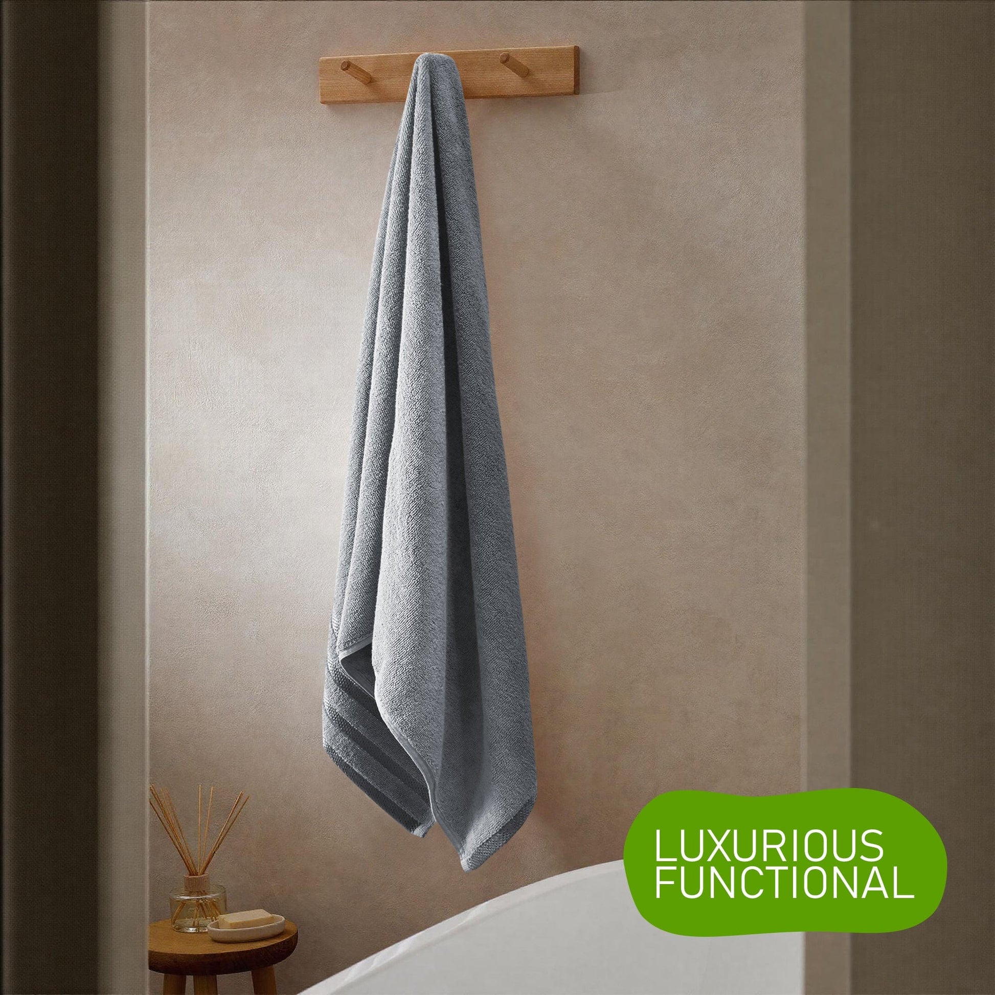Belmont Viscose Stripe Silver Towels 100% Cotton Hotel Quality Super Absorbent 10 Piece Bale Set, 4 Hand Towel & 12 Face Cloths by OLIVIA ROCCO OLIVIA ROCCO Towels