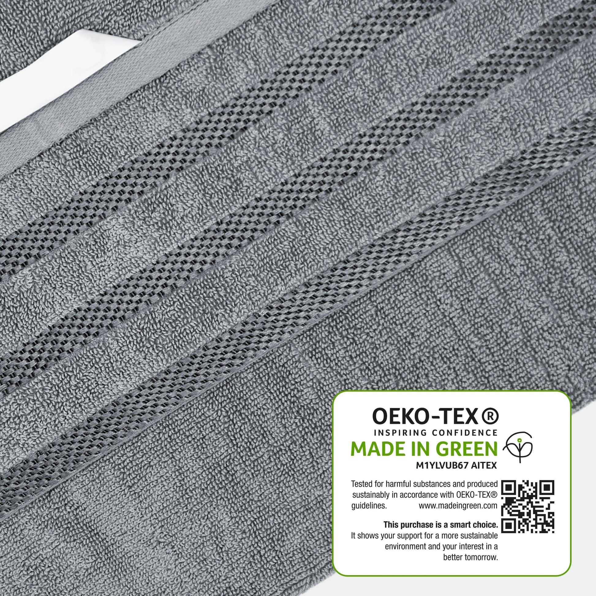 Belmont Viscose Stripe Silver Towels 100% Cotton Hotel Quality Super Absorbent 10 Piece Bale Set, 4 Hand Towel & 12 Face Cloths by OLIVIA ROCCO OLIVIA ROCCO Towels