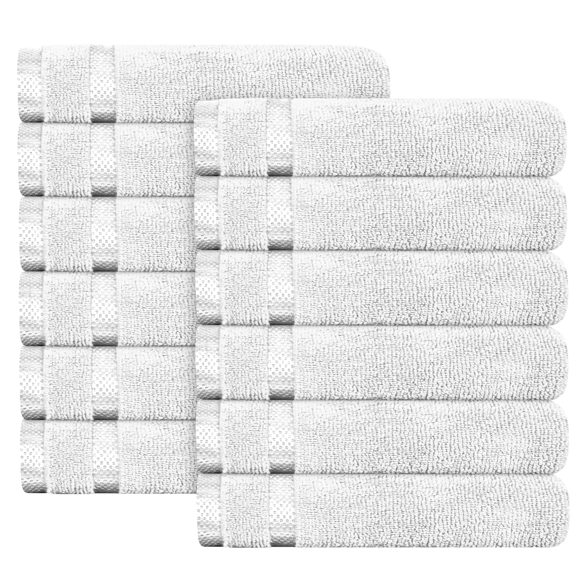Belmont Viscose Stripe White Towels 100% Cotton Hotel Quality Super Absorbent 10 Piece Bale Set, 4 Hand Towel & 12 Face Cloths by OLIVIA ROCCO 12 PK FACE CLOTHS / WHITE OLIVIA ROCCO Towels
