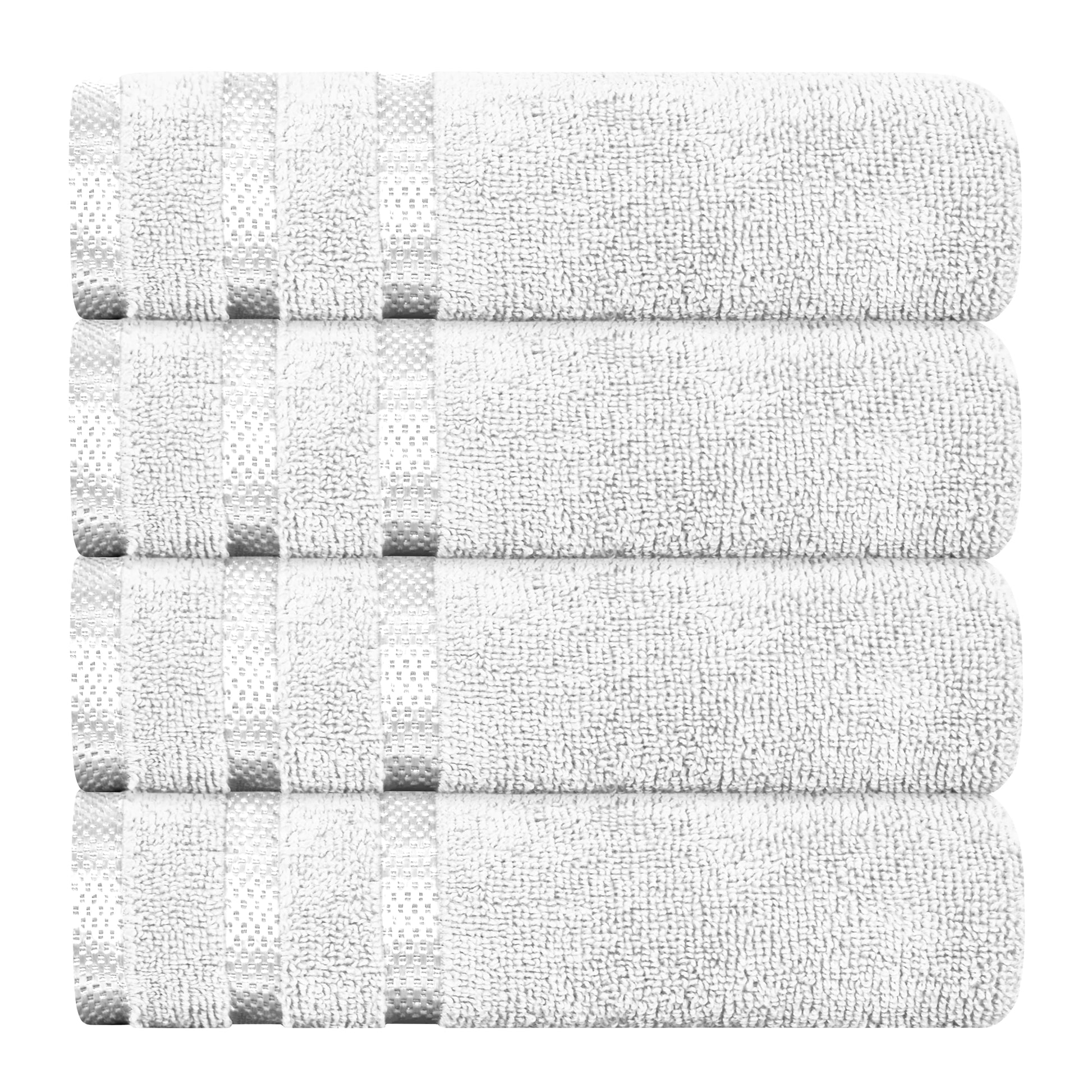 Belmont Viscose Stripe White Towels 100% Cotton Hotel Quality Super Absorbent 10 Piece Bale Set, 4 Hand Towel & 12 Face Cloths by OLIVIA ROCCO 4 PK HAND TOWEL / WHITE OLIVIA ROCCO Towels