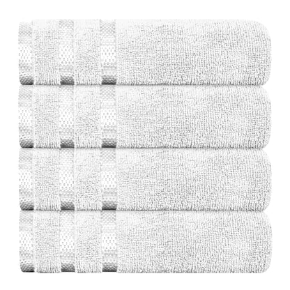 Belmont Viscose Stripe White Towels 100% Cotton Hotel Quality Super Absorbent 10 Piece Bale Set, 4 Hand Towel & 12 Face Cloths by OLIVIA ROCCO 4 PK HAND TOWEL / WHITE OLIVIA ROCCO Towels